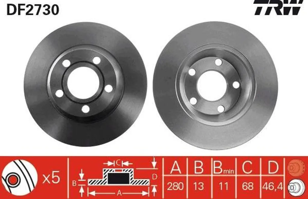Disque de frein avant pour Audi A4 8D - Remplacement OE 8DO615301A TRW