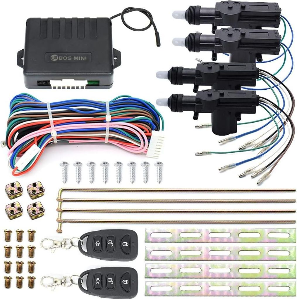 Universelles Zentralverriegelungssystem für Autotüren - Keyless Entry System - mit 2 Fernbedienungen - Zentralverriegelungsset für Autoumbau