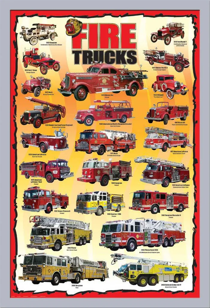 Affiche Pompiers encadrée : Vitre acrylique incassable et cadre Shinsuke