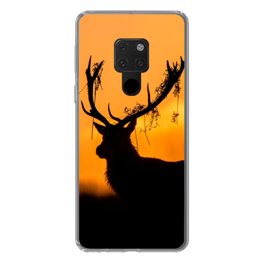 MuchoWow Handyhülle Schutzhülle Hülle für Huawei P40 Lite Hirsch - Orange - Scherenschnitt - Tiere - Natur Silikon Softcase Handy Hülle - Handy