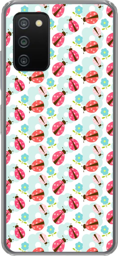 MuchoWow Handyhülle Schutzhülle Hülle für Telefoonhoesje Samsung Galaxy A03s Mädchen - Marienkäfer - Blumen - Muster - Mädchen - Kinder - ...
