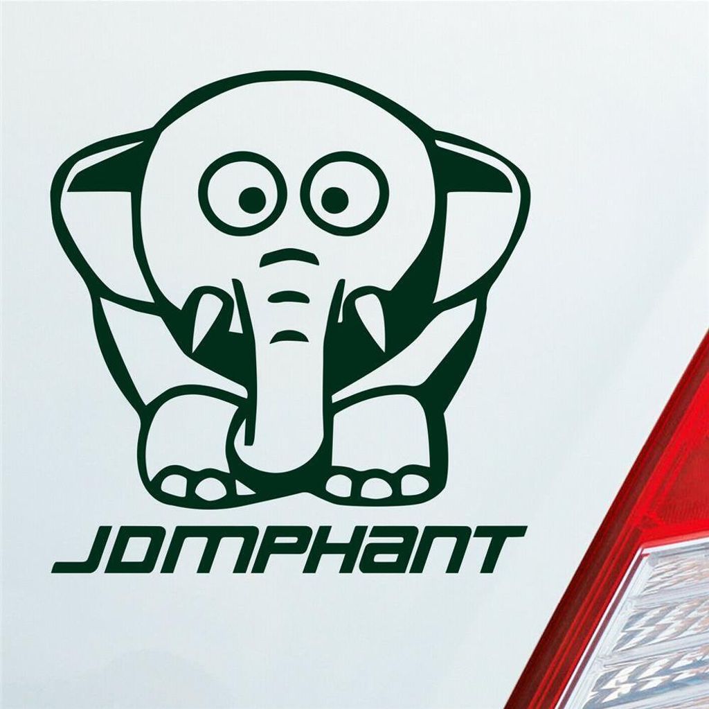 Auto Aufkleber JDMPHANT Elefant Style Tuning 10x10,5 cm Dunkelgrün Sticker Heckscheibenaufkleber