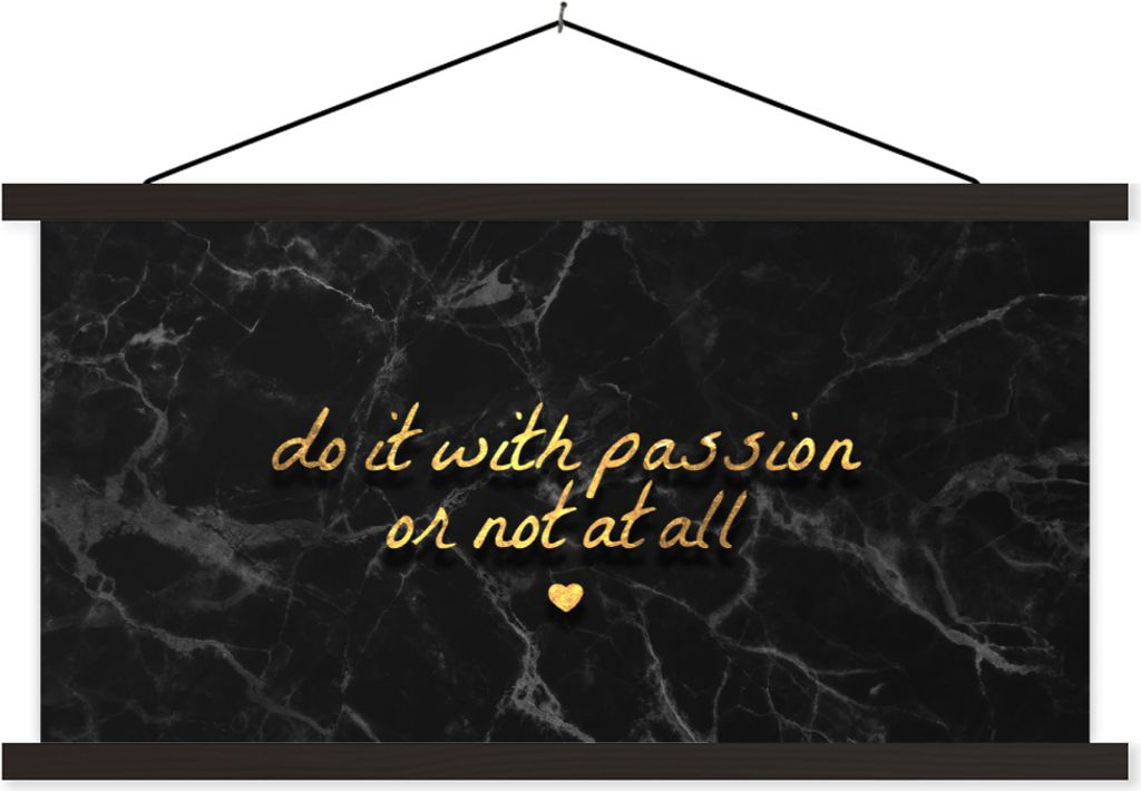 MuchoWow Textilposter Zitate - Sprichwörter - Gold - Marmor 60x30 cm mit schwarzem Rahmen - Textilien