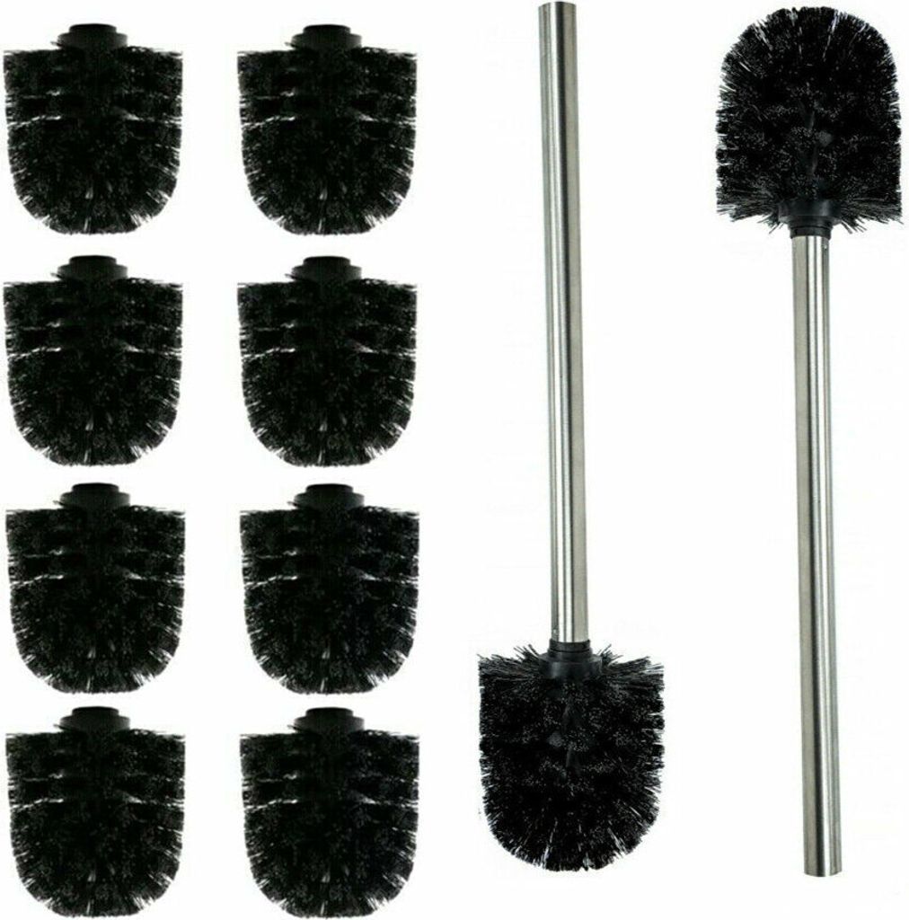 10x Ersatz Bürstenkopf SCHWARZ + 2x Griff Edelstahl Produktbild 