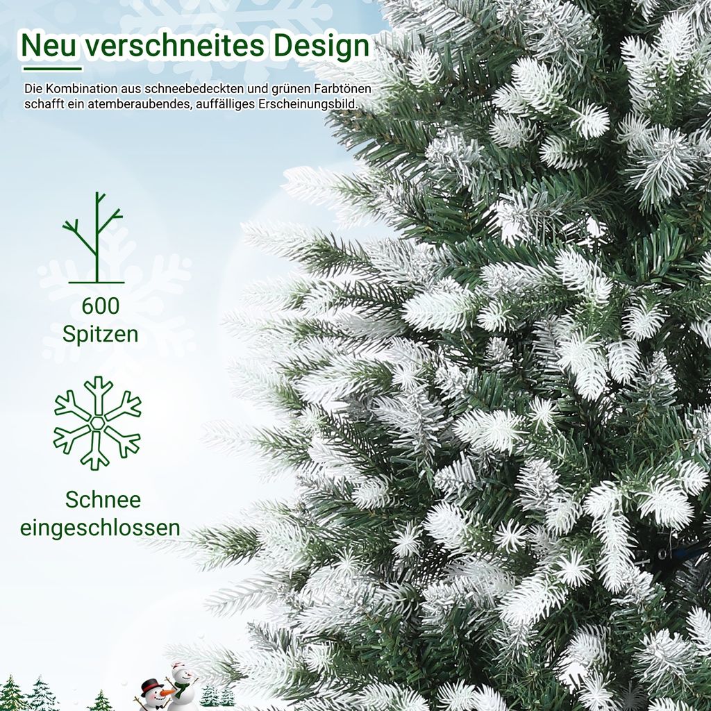 183 cm großer grün beflockter PE-Weihnachtsbaum mit Produktbild 3
