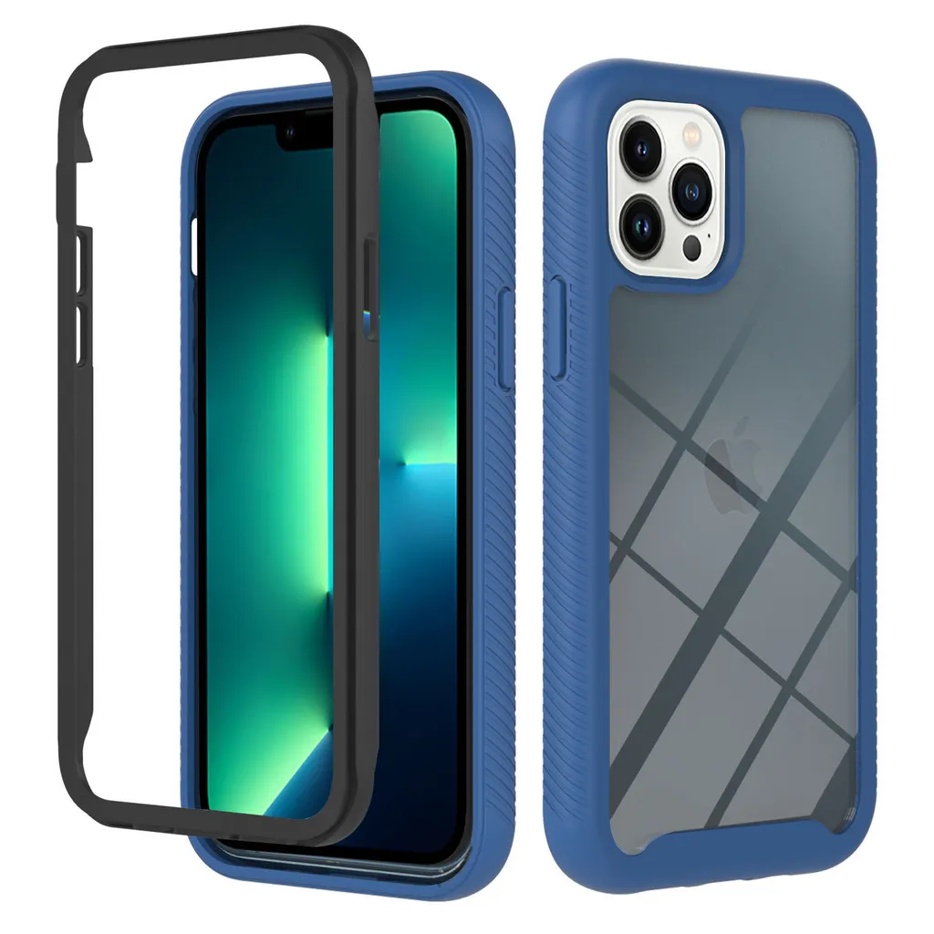 Custodia iPhone 14 Pro Blu Scuro - Cover Ibrida TPU Antiurto Robusta