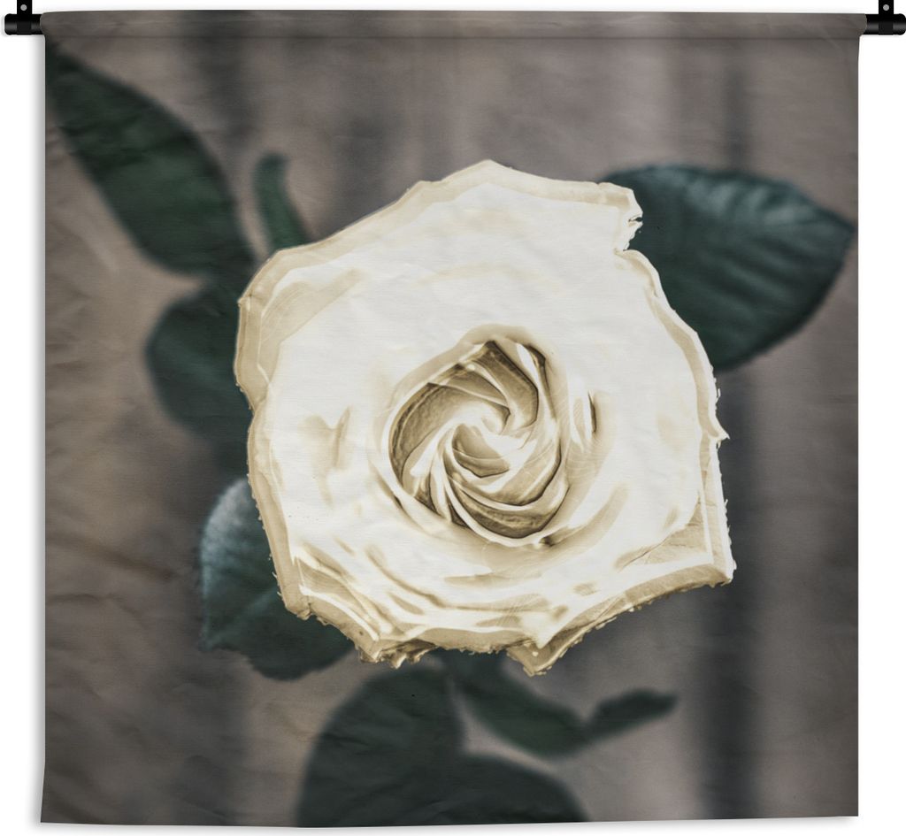 MuchoWow Wandteppich Wandbehang Rose - Blumen - Blätter 150x150 cm Tapisserie Dekoration Wandtuch - Wohnaccessoires - Modernes