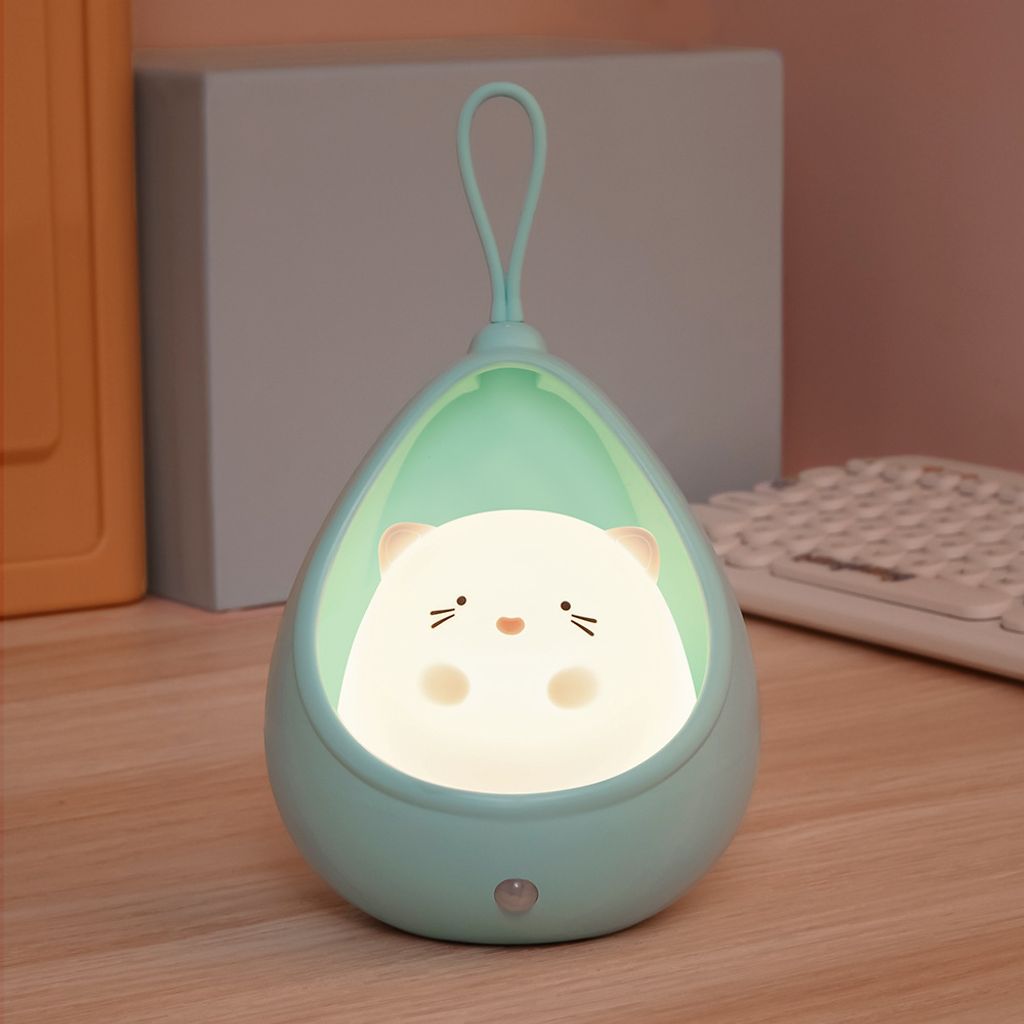 Nachtlicht mit menschlicher Körpererkennung, niedliches LED-Kaninchen-Nachtlicht, Nachttischlampe mit USB-Ladeatmosphäre, kreative Silikon-Wandla...