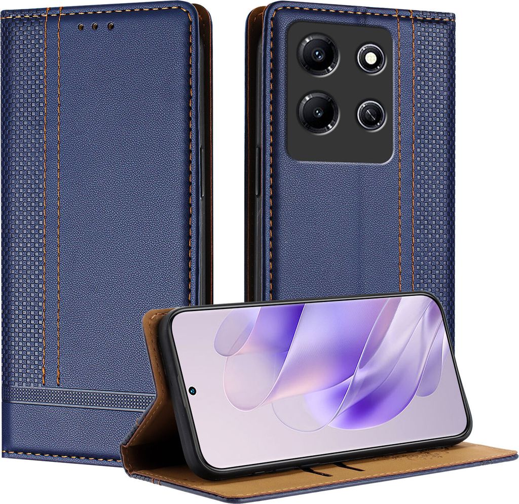 Handyhülle für Infinix Note 30i Leder Flip Klappbare Schutzhülle mit Standfunktion Blau