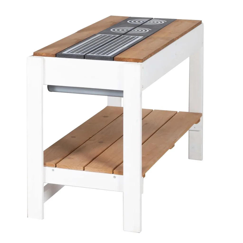 Cuisine de jardin pour enfants en bois résistant avec plaques BBQ