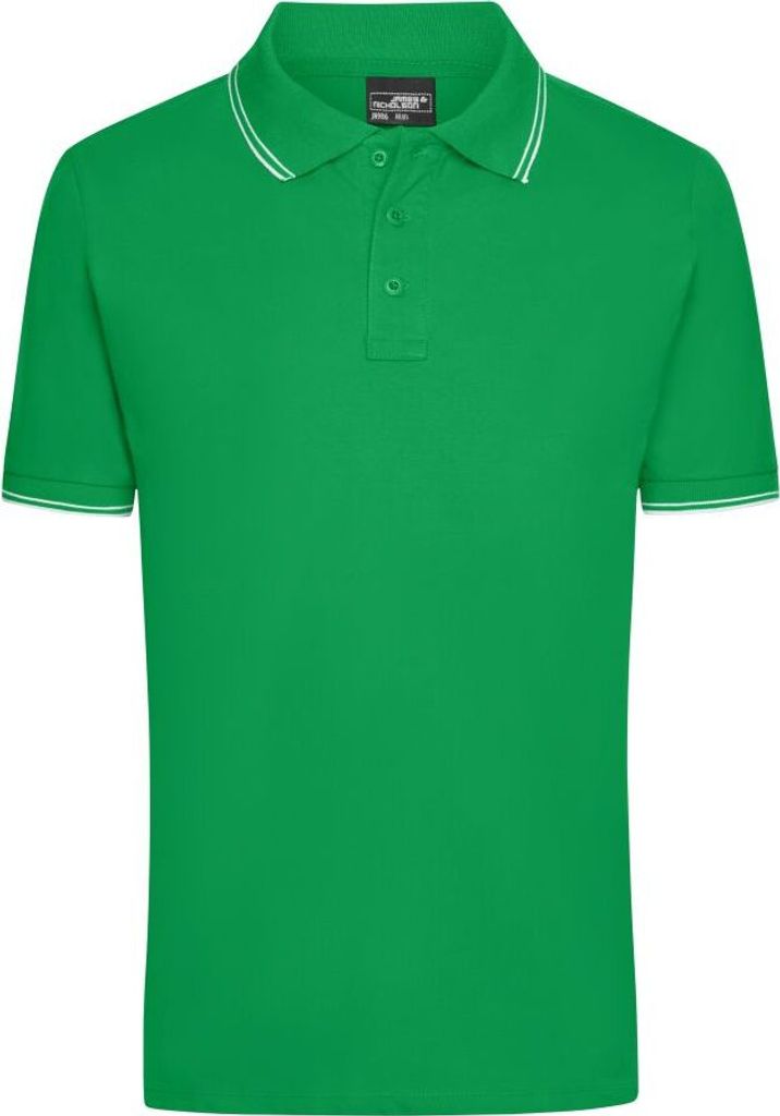 Men's Polo Polo in elastischer Piqué-Qualität fern-green/white, Gr. XXL