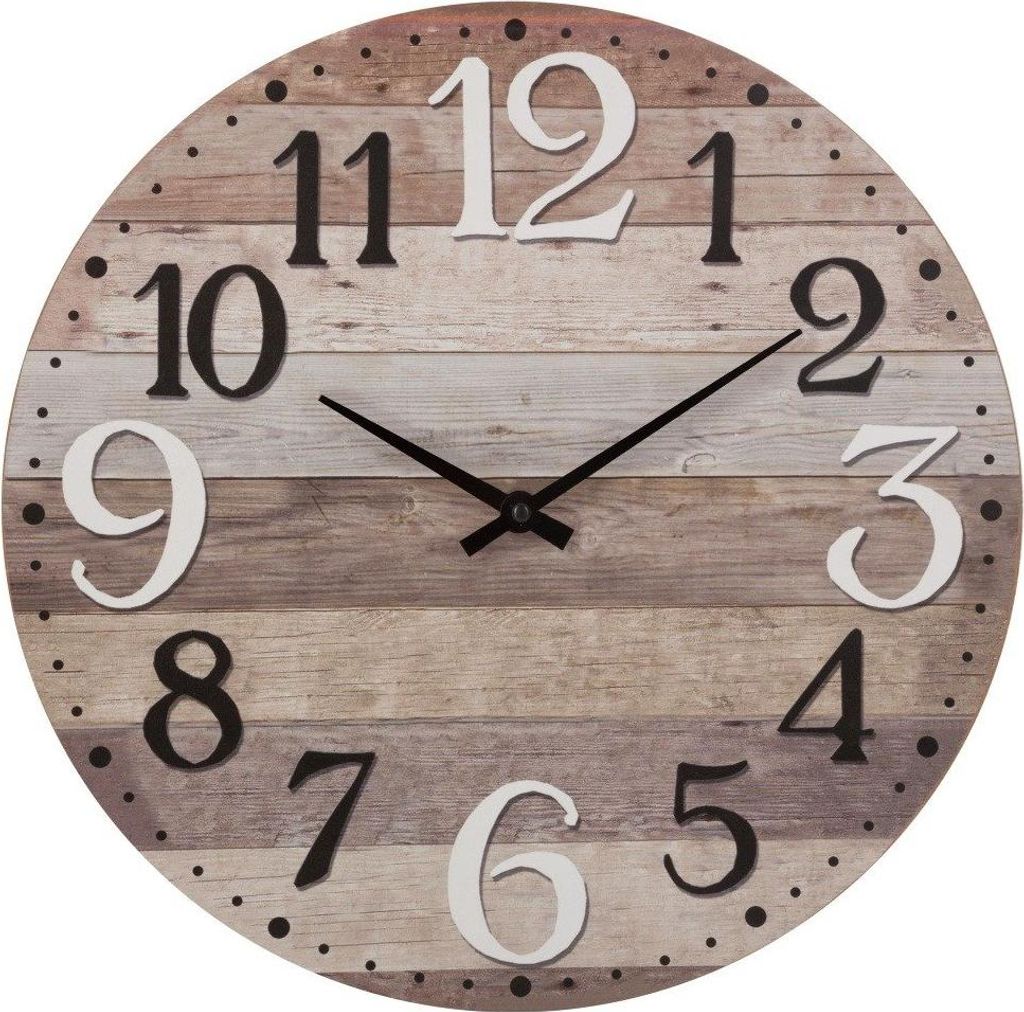 Wanduhr aus Holz mit römischen Ziffern, Old Style Uhr, weiß, Durchmesser 38 cm - Atmosphera