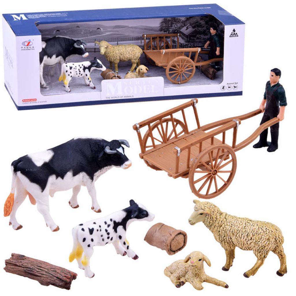Bauernhoftiere-Serie Set mit Kuh-, Schaf- und Bauernfiguren ZA2606