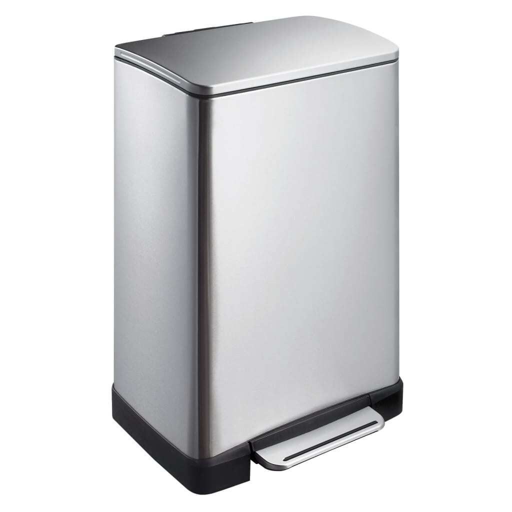 Tritt-Mülleimer rechteckig 40 Liter, EKO - Matt Edelstahl Produktbild 