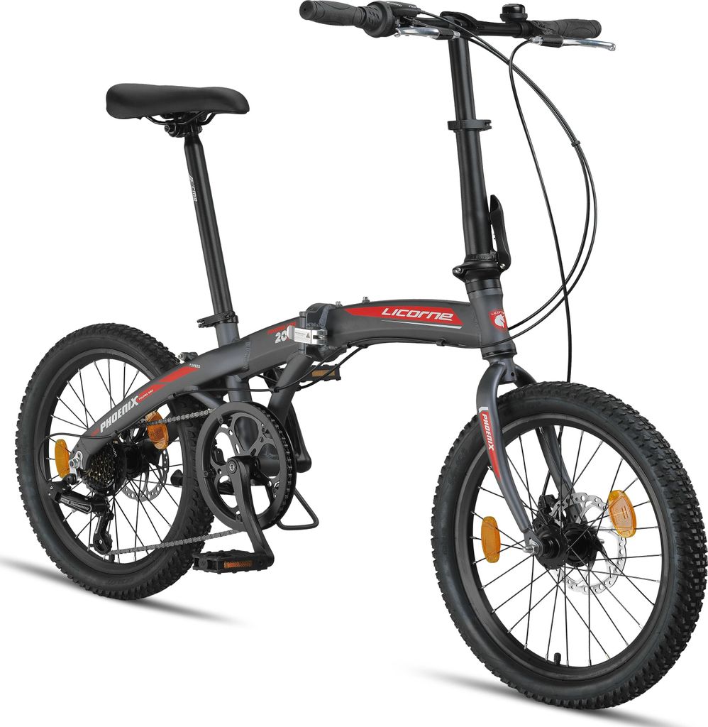 Licorne Bike Phoenix 2D Cross 20 Zoll Aluminium Faltrad Klapprad Scheibenbremse Discbremse Faltfahrrad Herren Damen 7 Gang Kettenschaltung Folding ...