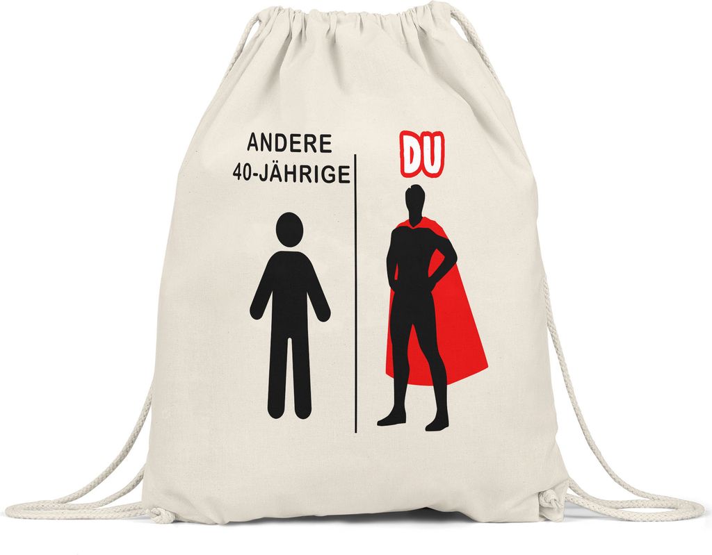 Andere 40-Jährige Du Turnbeutel Gymsack Geburtstagsgeschenk zum 40. Lustige Geschenkidee Superheld