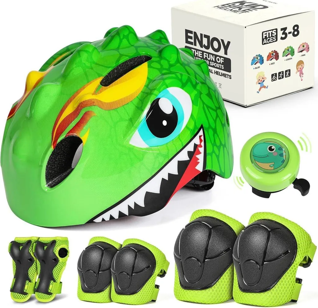 Casque vélo enfant 3D Cartoon Vert Réglable Taille S (50-54 cm)