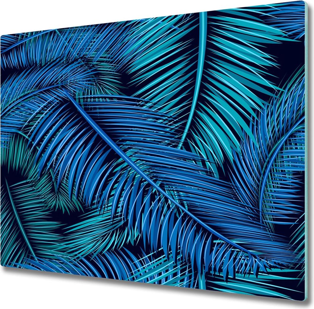 Glas Herdabdeckplatte 60x52 cm Spritzschutz Glasabdeckplatte Schneidebrett Palmenblätter