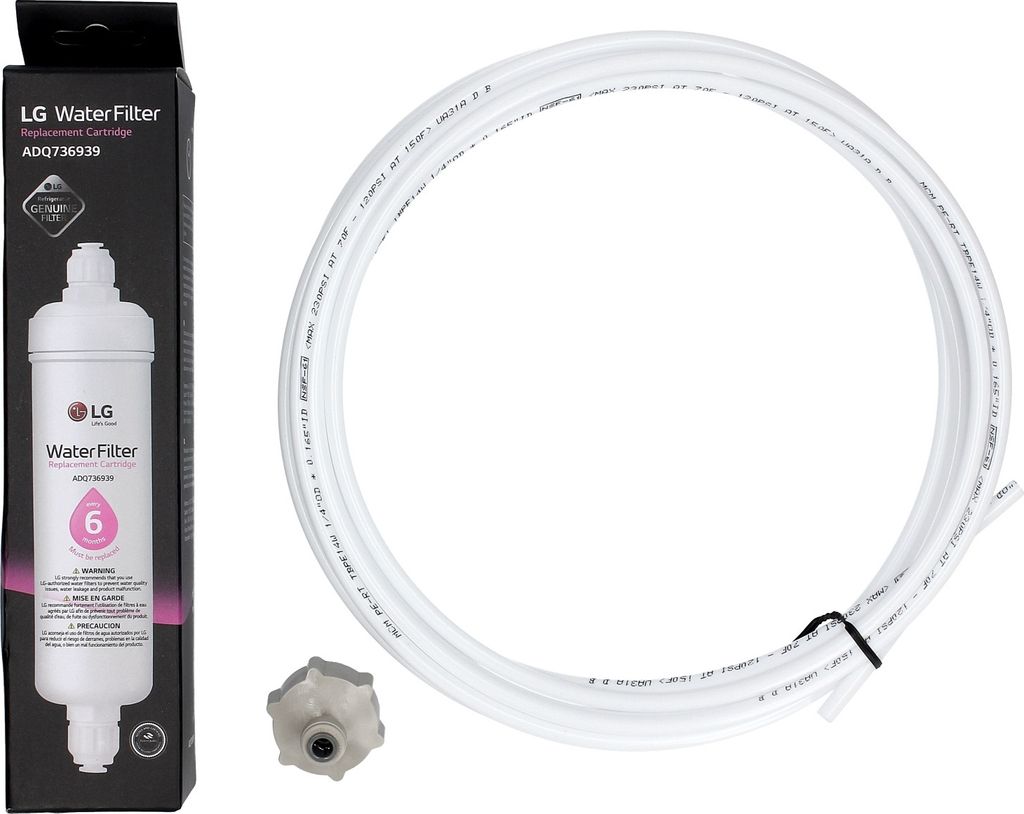 LG ADQ73693901 geschraubter Wasserfilter + Schlauch + Adapter + Sicherung