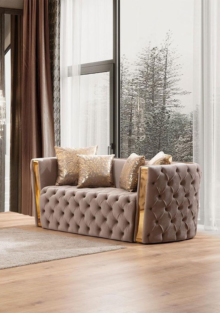 Wohnzimmer Set 2-Sitzer-Sofa Sessel Stil modern Farbe schwarz beige