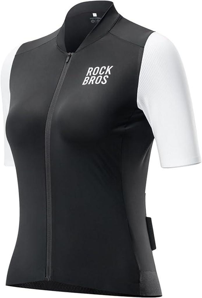 ROCKBROS Damen Fahrradtrikot Kurzarm Sommer Atmungsaktiv Schnelltrocknend Für MTB Rennrad Schwarz-Weiß Größe XXL
