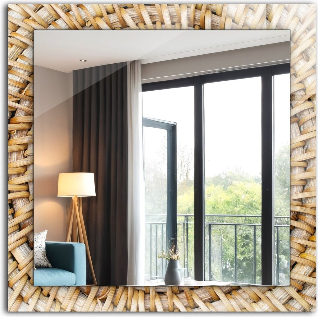 Dekorativer Wandspiegel - Bedruckter Spiegel - Motiv - 60x60 cm - Flechtwerk