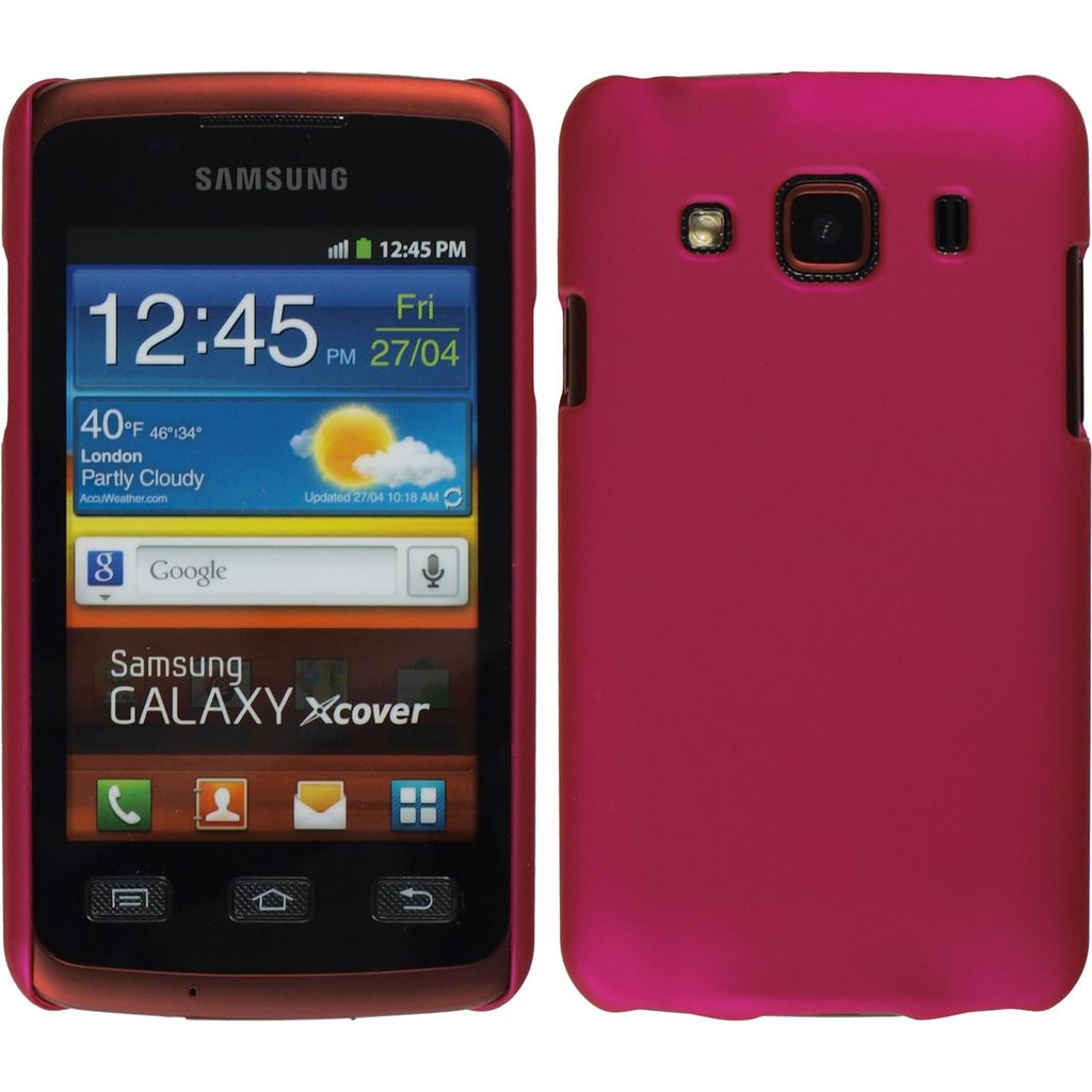 PhoneNatic Case kompatibel mit Samsung Galaxy Xcover - Hülle pink gummiert Hard-case + 2 Schutzfolien