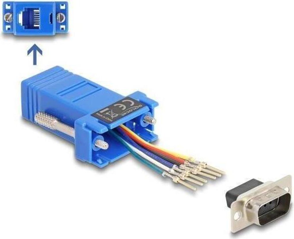 D-Sub 9 Pin Stecker zu RJ12 Buchse Adapter Montagesatz blau