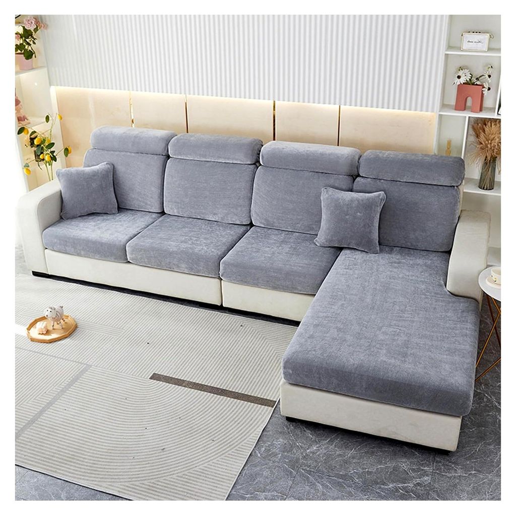Sitzkissenbezug für Sofa, rutschfeste Couchkissenbezüge, Sitzkissenschutz, Stretch Sofabezug mit Bändern, waschbare Couchüberzüge, Möbelschut...