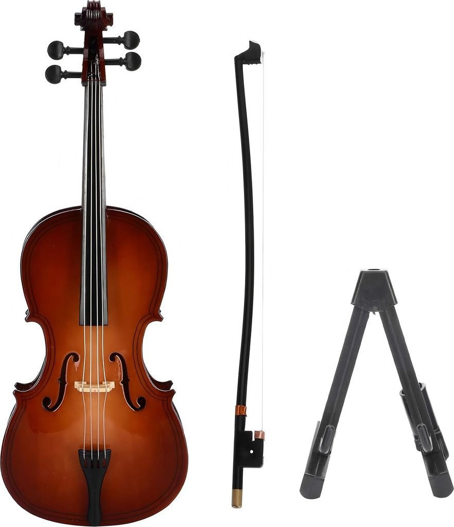 Mini-Cello-Modell aus Holz mit Ständer, 4-saitiges Cello-Instrument, 20 cm, Geschenk für Zuhause oder Büro, Dekoration für Musikliebhaber