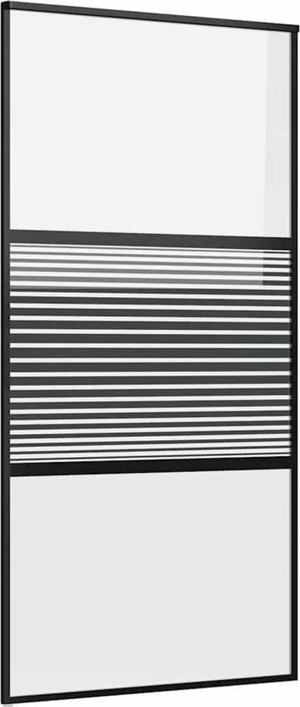 vidaXL Glastür Gestreift Schwarz 90 x 2 x 205 cm Aluminium