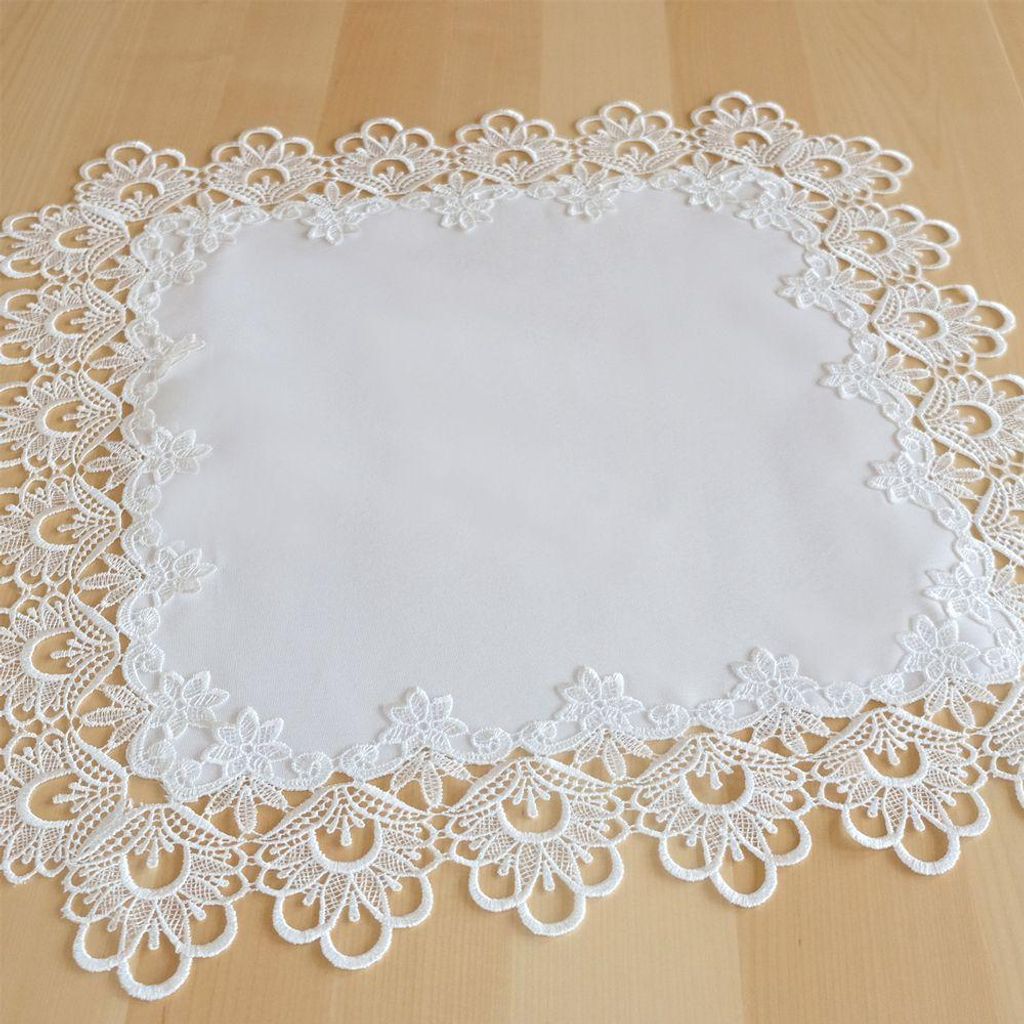 Tischdecke INES Spitzenbordüre Vintage weiß Polyester 60 x Produktbild 
