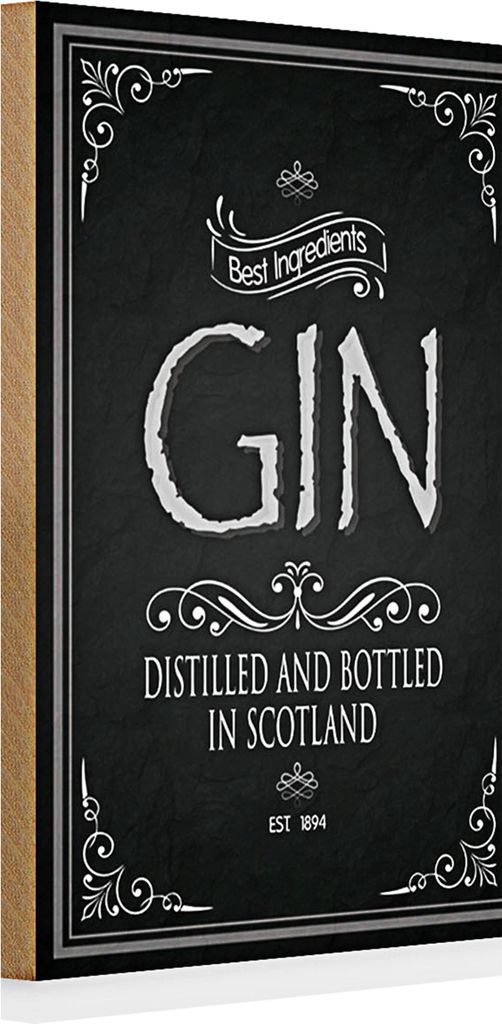 Holzschild 20x30cm Gin best ingredients scotland