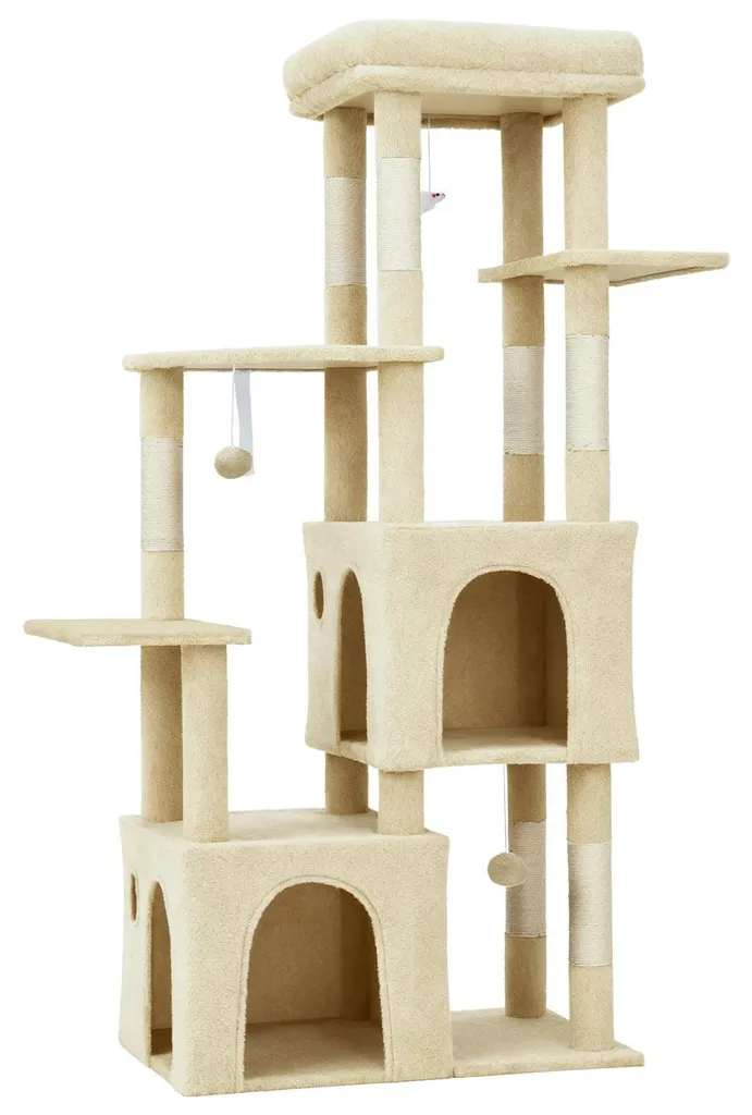 Arbre à chat stable pour gros chats - Fini les meubles griffés beige
