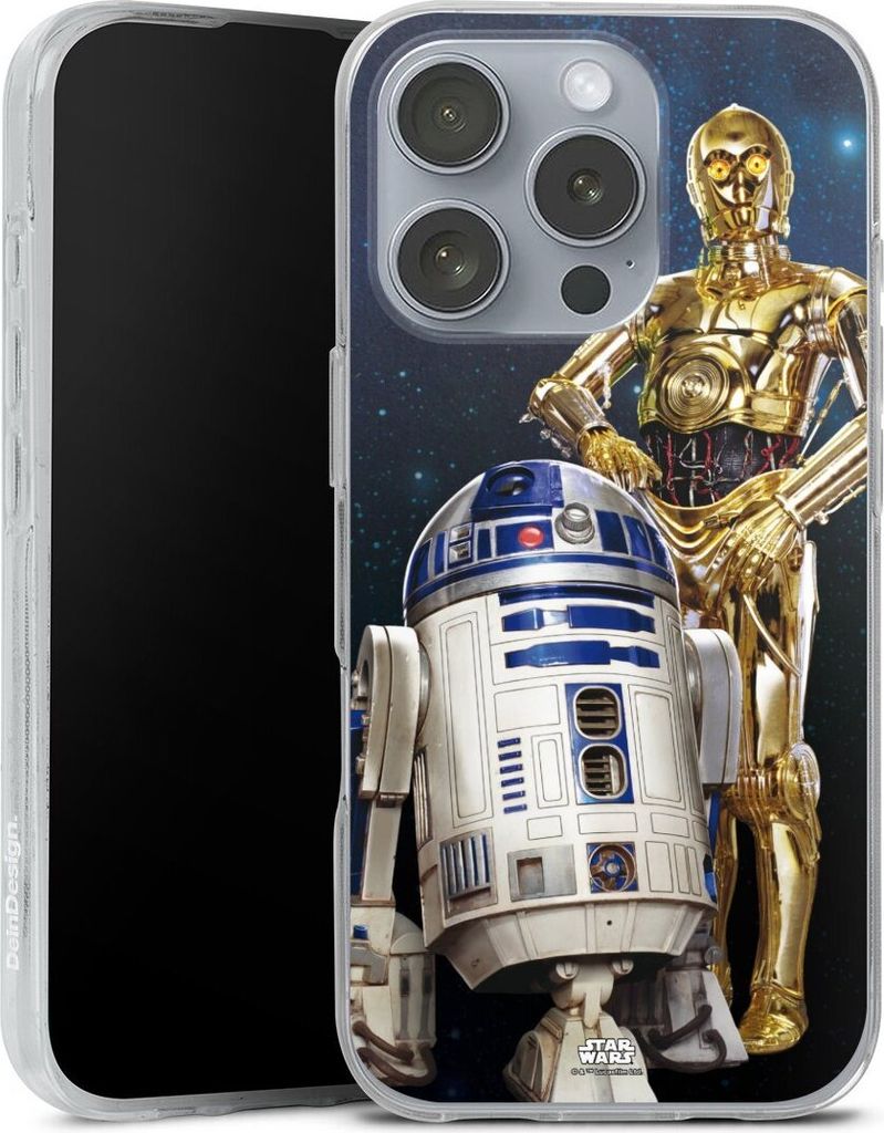 DeinDesign Handyhülle für Apple iPhone 16 Pro Silikon Hülle Case Smartphone Schutzhülle Star Wars Weltall R2D2