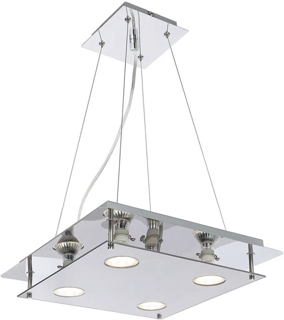 Éclairage de Cuisine Design avec Suspension Naomi 4 Spots Verre Fumé