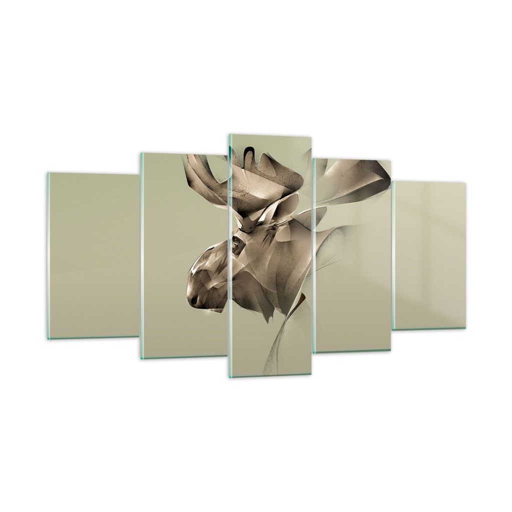 Bilder auf glas - Elch Abstraktion - 160x85cm - Glasbilder - Wandbilder - Kunstdruck - zum Aufhängen bereit - Wanddekoration aus Glas - Glas Bilde...