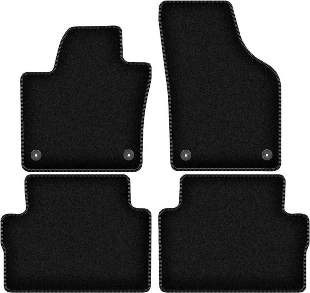 Wielganizator Velours-Autoteppiche – passend für Seat Alhambra II (Minivan, Bj. 2010-2018) – schwarz, passgenau, mit Befestigungen set 4 Stk.