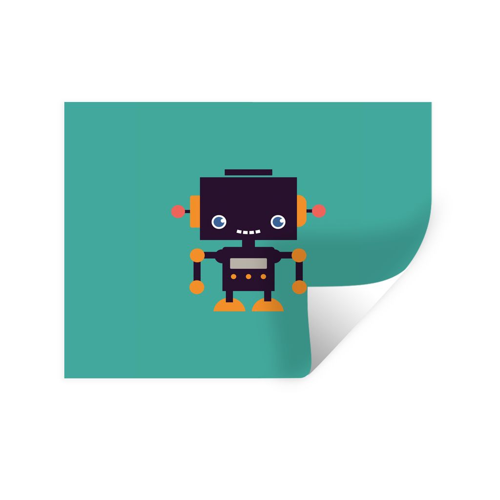 MuchoWow Wandtattoo Wandsticker Wandaufkleber Roboter - Gesicht - Antenne - Blau - Jungen 120x90 cm Selbstklebend und Repositionierbar - Aufkleber