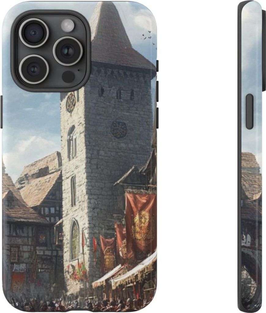 Mittelalterliche Dorfstraße – Hülle Kompatibel mit iPhone 15 Pro Max
