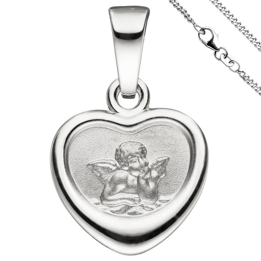 JOBO Anhänger Kleines Herz Herzchen Schutzengel 925 Sterling Silber mit Kette 38 cm
