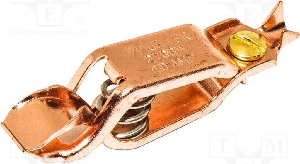 1x Krokodilklemme Ber.Halt: max.16mm 40A L. ges: 61mm BU-27CGW Krokodilklemmen so
