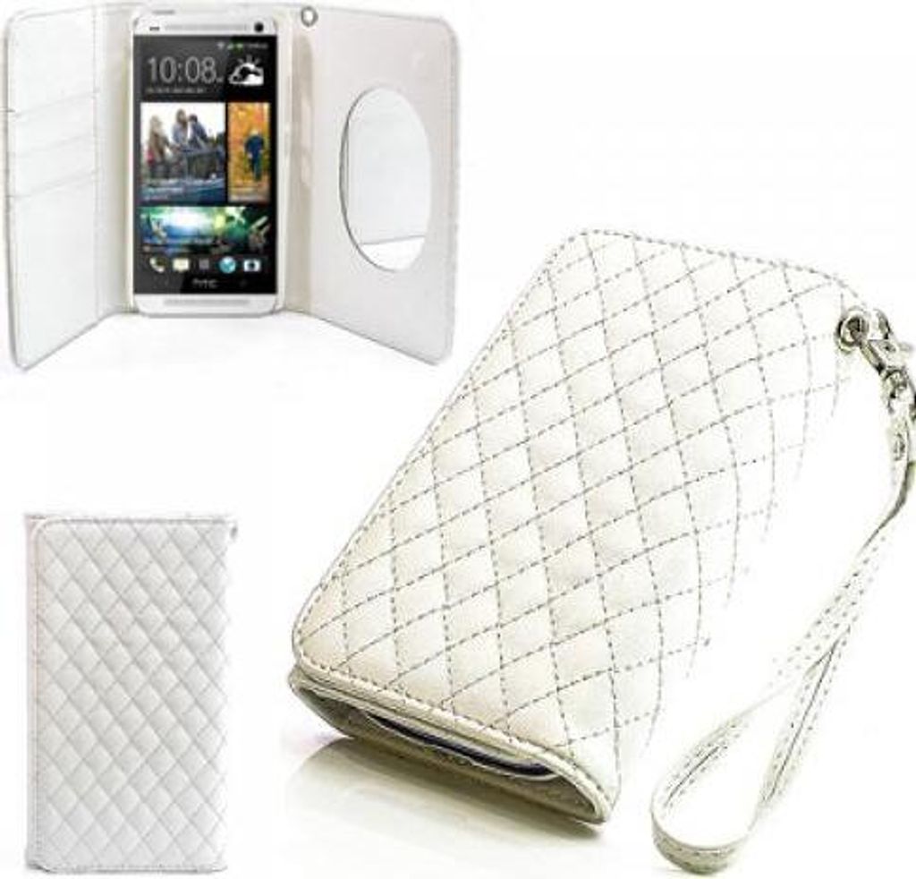 HTC One Max Booksytle Handtasche Mirror Weiss