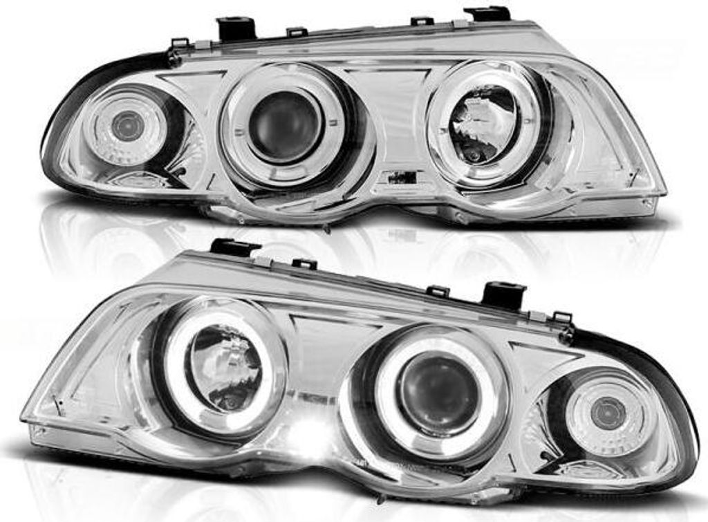 LED Angel Eyes Scheinwerfer passend für BMW 3er E46 98-01 chrom Set