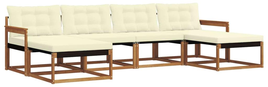 vidaXL Outdoor-Sofagarnitur mit Kissen 6 pcs Natur und Creme