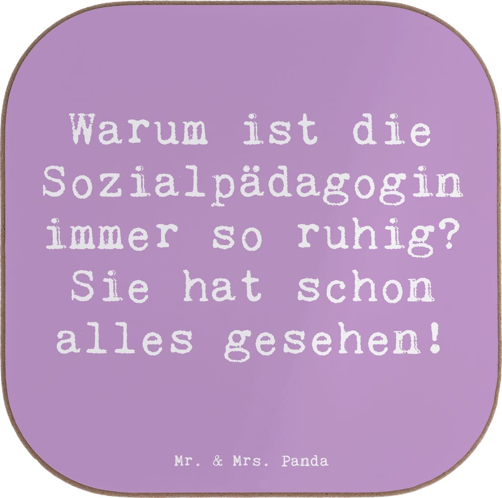 Mr. & Mrs. Panda Tischuntersetzer Spruch Sozialpädagogin Ruhe - Lavendeltraum - Geschenk, Untersetzer Gläser, gläseruntersetzer, Berufe, Coaster...