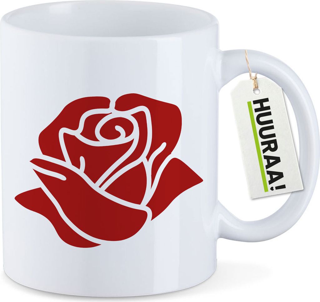 Huuraa Kaffeetasse Rose Blüte 330ml Weiß Keramik Kaffeebecher Geschenkidee