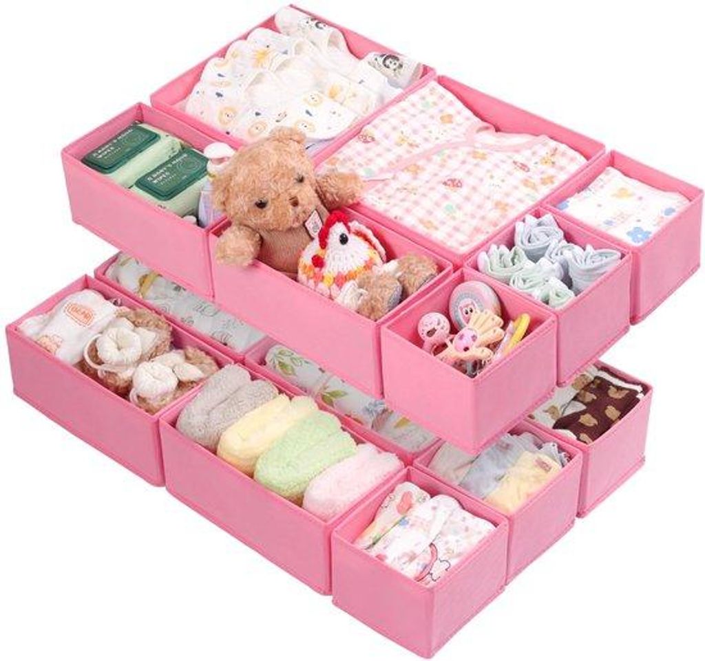 Modulares 14-teiliges Organizer-Set, rosa, für Schränke