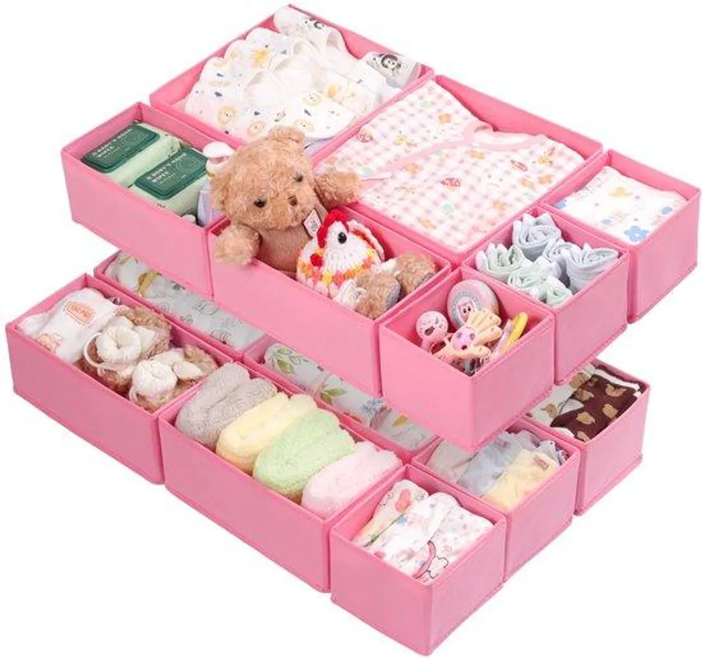 Lot 14 Organiseurs tiroirs modulaires rose pour armoire et dressing