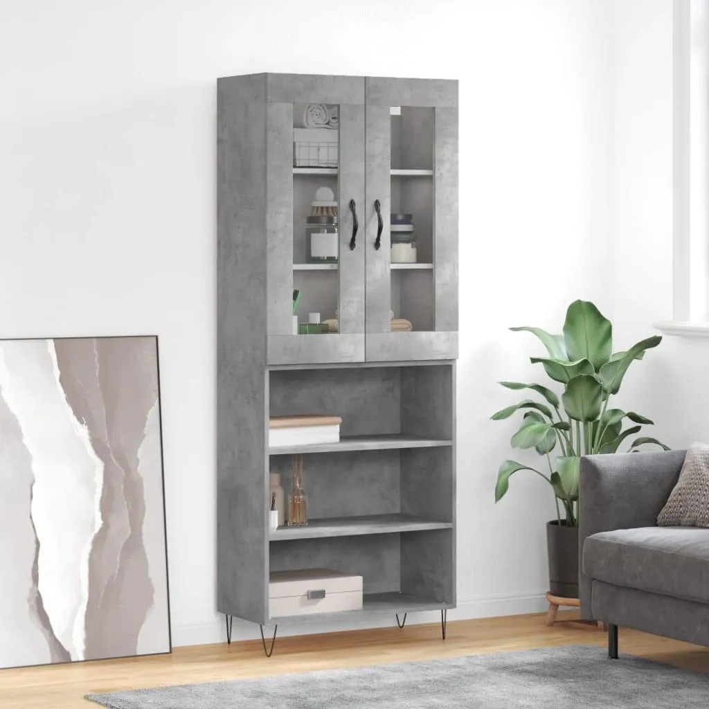 Credenza Stretta e Alta vidaXL 180cm Grigio Cemento - Salvaspazio